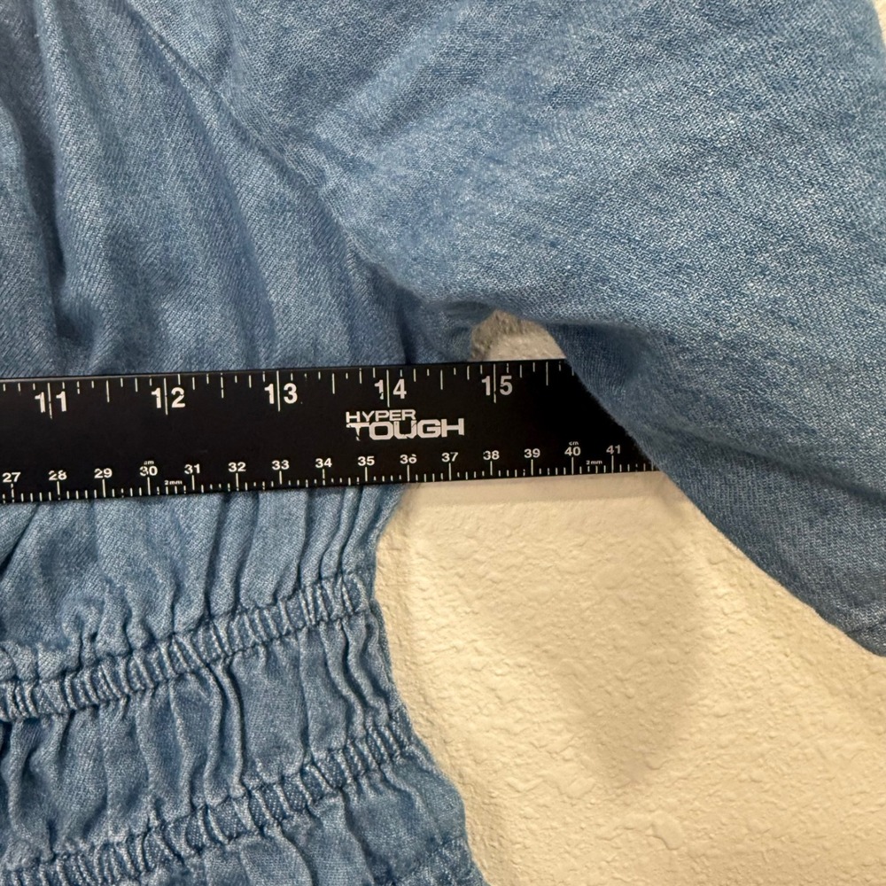 Old Navy Women Chambray Smocked Waist Wide Leg Jumpsuit Blue Medium Short Sleeve - Picture 3 of 7